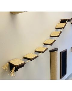 hanging bridge with wall support - 80cm up to 300cm with small sisal steps